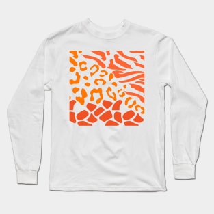 Orange Vibrant Animal Print Pattern Long Sleeve T-Shirt